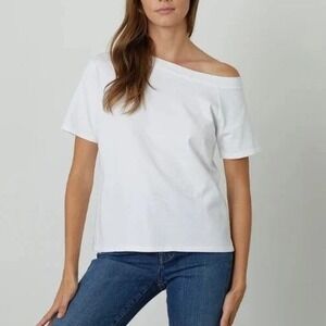 NEW Velvet by Graham Spencer Vita Off Shoulder Tee Top White Large NWT Chic Soft